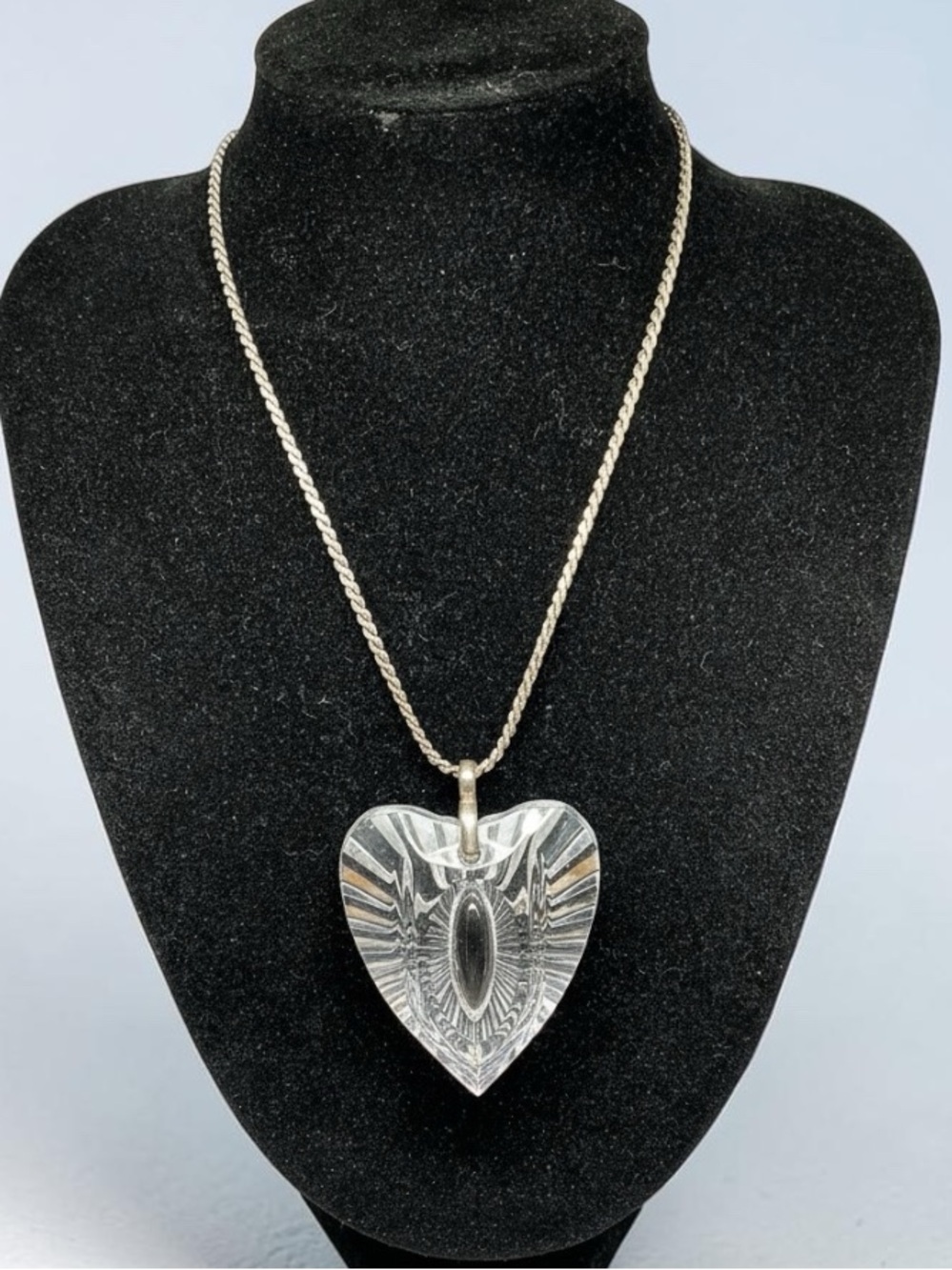 Waterford Crystal Heart Pendant Necklace, Sterling Silver Chain, Vintage